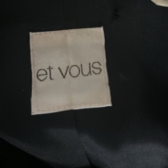 Et Vous Black Double Breasted Blazer with Dual Fabric Stripe Detail - Picture 6 of 8